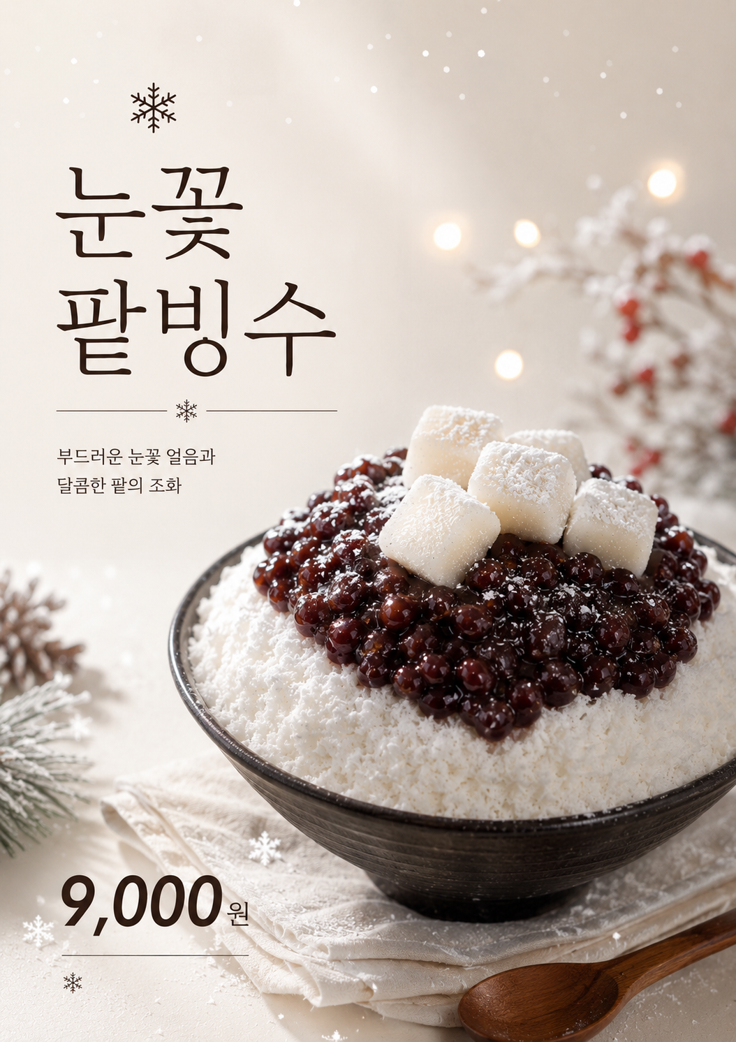 눈꽃빙수 포스터 제작 메뉴 인쇄 디자인 카페 C 반광택 인화지 235g A3 - 상세 이미지 2