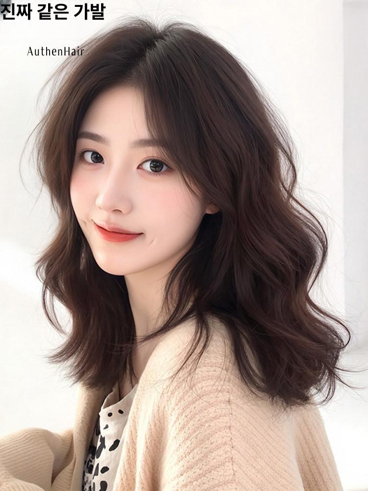 단발 웨이브 여신머리 중단발 통가발 여성 굵은펌 S컬펌 C컬펌 레이어드컷 미디움 기장 - 상품 이미지