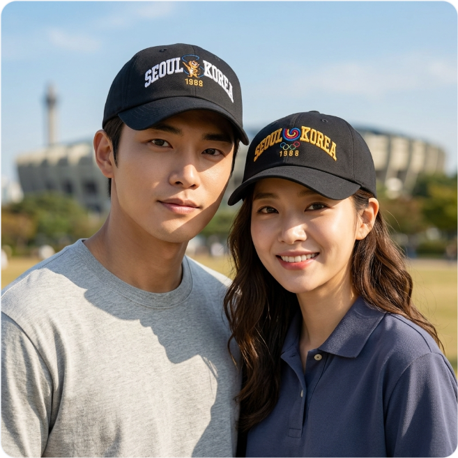 88올림픽모자 호돌이 오륜기 서울 레트로 빈티지 남자 여자 커플 볼캡 야구 캡모자 - 상품 이미지
