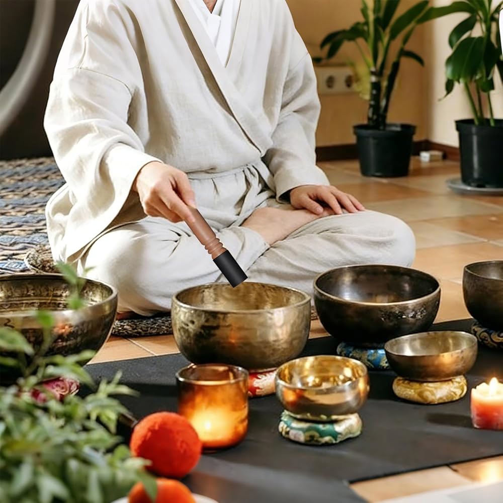 6-12인치 티베트 노래 그릇용 18개 싱잉볼 쿠션 세트, 레인보우 실크 원형 7개, 우드몰렛, 128Hz 튜닝 포크 키트, 차크라 스톤 7개 - 명상 사운드 힐링 및 크리스탈 - 상세 이미지 3