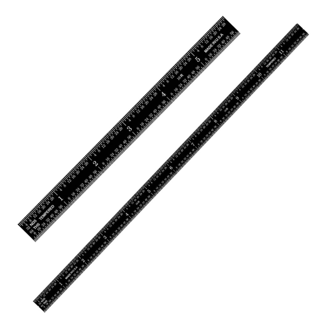 PEC 공구 스테인리스 스틸 자 세트(6 +12 ), 마킹이 있는 고대비 기계 1/32 , 1/64 , 1/50 및 1/100 , 미국산 - 상품 이미지