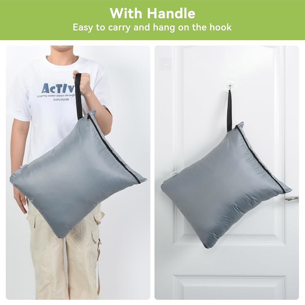 OTraki 2PCS 습식 백 16x20 인치 수영복 및 수건용 중형 드라이 백, 손잡이 건조가 포함된 더러운 옷 체육관 가방은 176 (블랙 & 그레이)을 초과하지 않습니다 - 상세 이미지 3