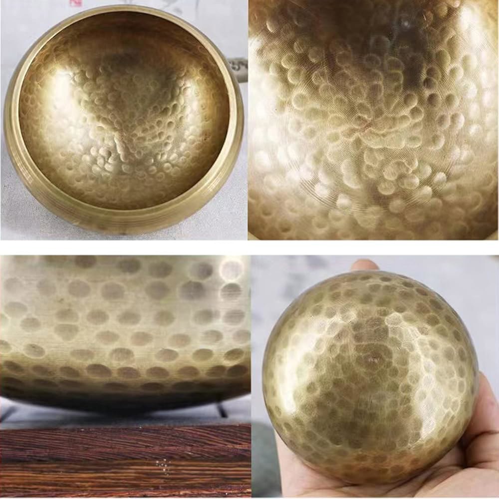 요가, 명상, 마음챙김, 치유 및 차크라 균형을 위해 네팔에서 수작업으로 제작한 티베트 노래 그릇 세트, 그릇, 명상 사운드 1 Gold Starter Edition - - 상세 이미지 3