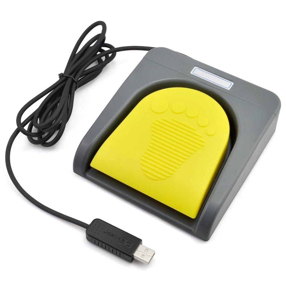 iKKEGOL USB 싱글 풋 스위치 컨트롤 원 키 맞춤형 컴퓨터 키보드 액션 페달 HID Yellow - 상품 이미지