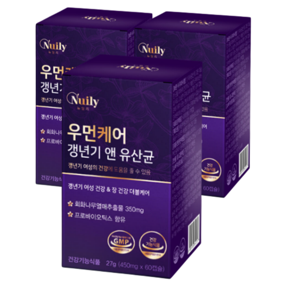 우먼케어 여성 갱년기유산균 회화나무열매추출물 비피더스균 호르몬 중년 60캡슐, 3개 - 상품 이미지