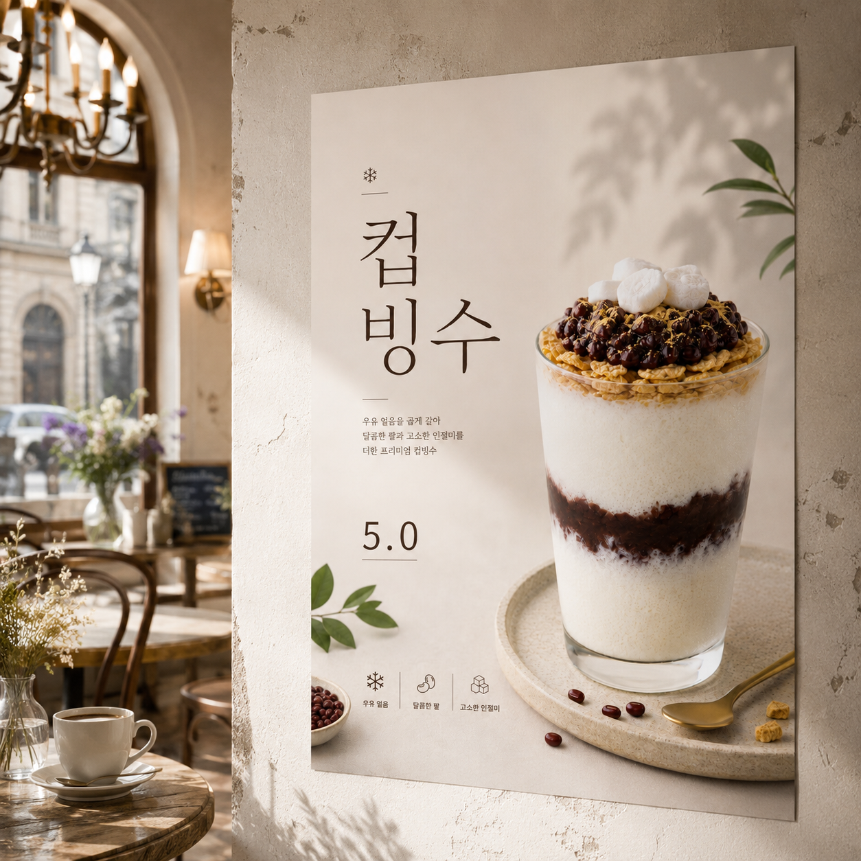 컵빙수 포스터 제작 메뉴 인쇄 디자인 카페 B 반광택 인화지 235g A3 - 상품 이미지