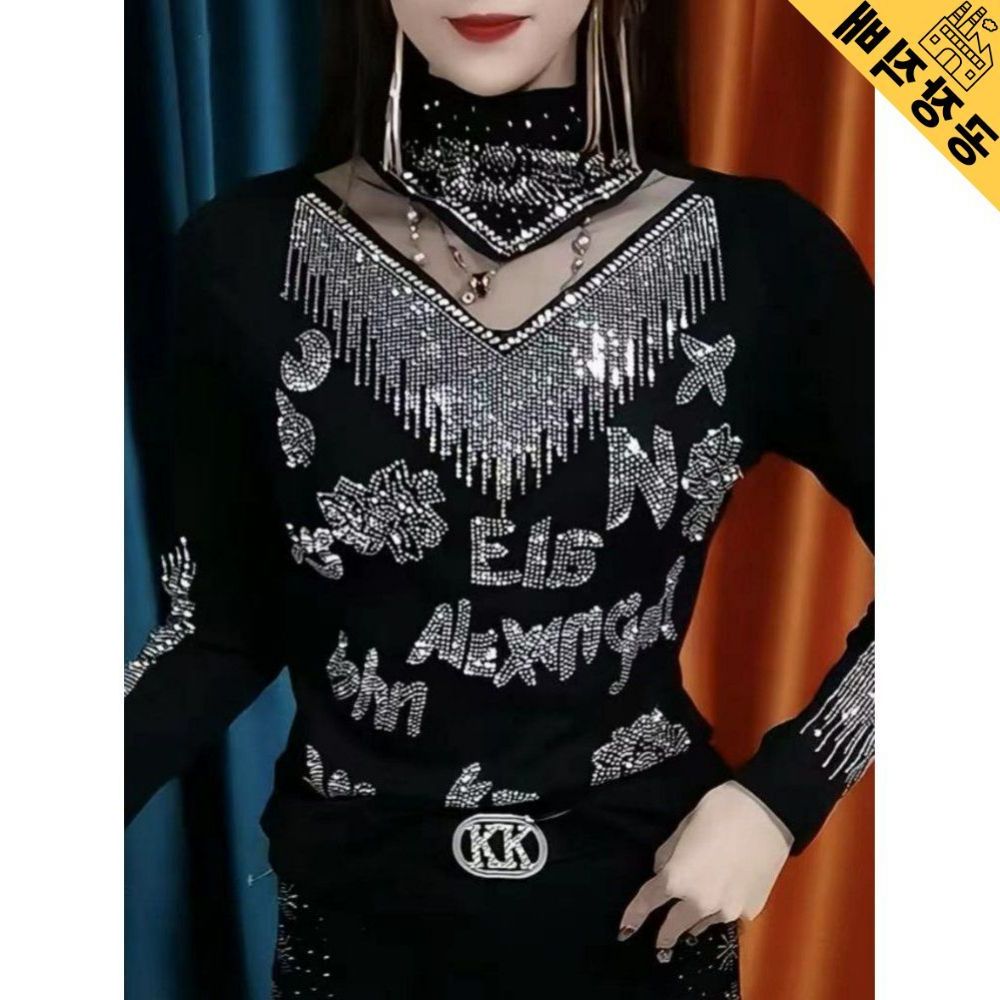 댄스복 무대복 연습복 메쉬 반팔티셔츠 여성 여름 이너 레이어드 여자 나시 민소매 루즈핏 - 상세 이미지 2