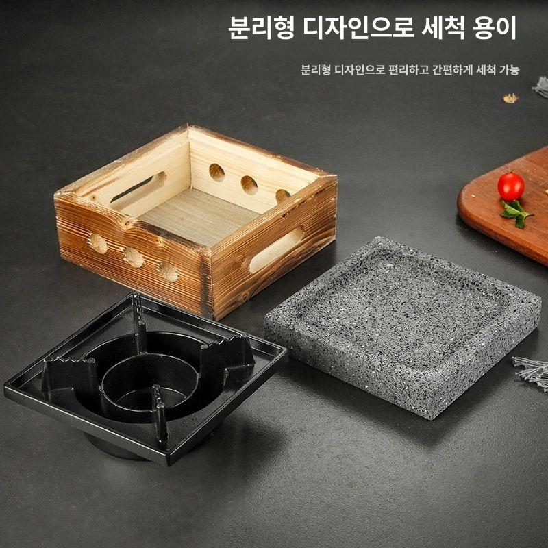 화로 돌판 고기구이 보온용 무쇠 사각형 석판 생선 구워먹는 한식 접시 - 상세 이미지 5