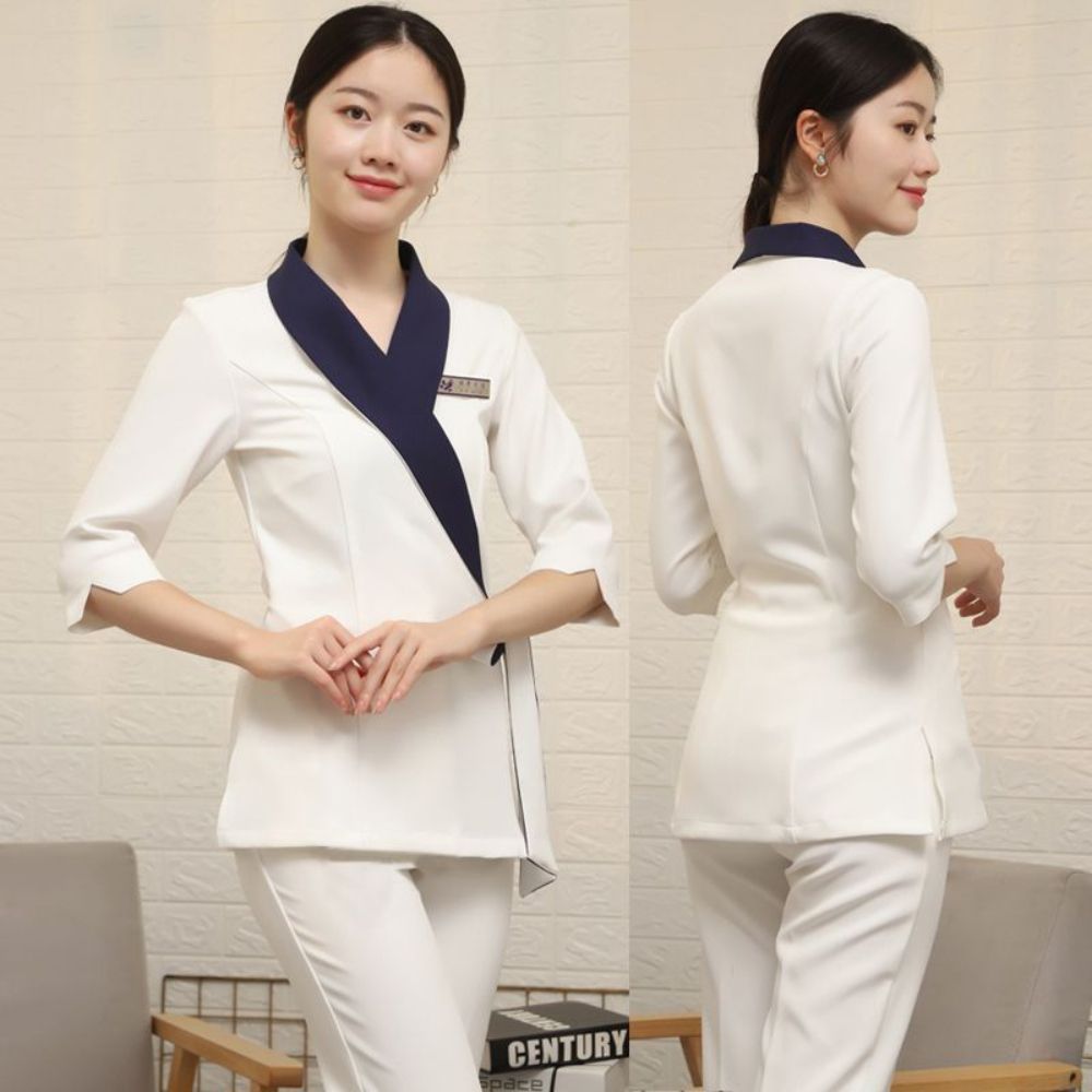 프런트 미용실 단체복 졸업사진 반팔 세라복 할로윈 여성 의상 파티 코스프레 코스튬 세트 - 상세 이미지 3