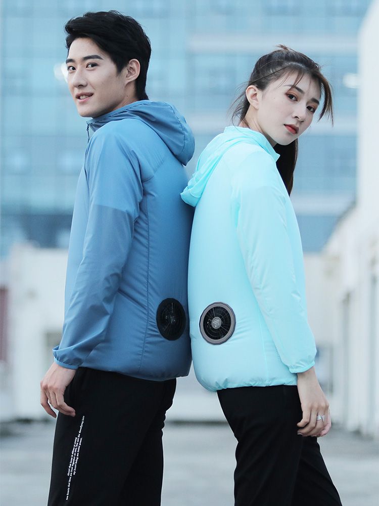 남녀공용 등산 메쉬 작업복 경량 쿨조끼 낚시 아웃도어 초경량 등산조끼 러닝 캠핑 여름 포켓 핑크 남녀(팬2개 보조배터리X) M - 상세 이미지 2
