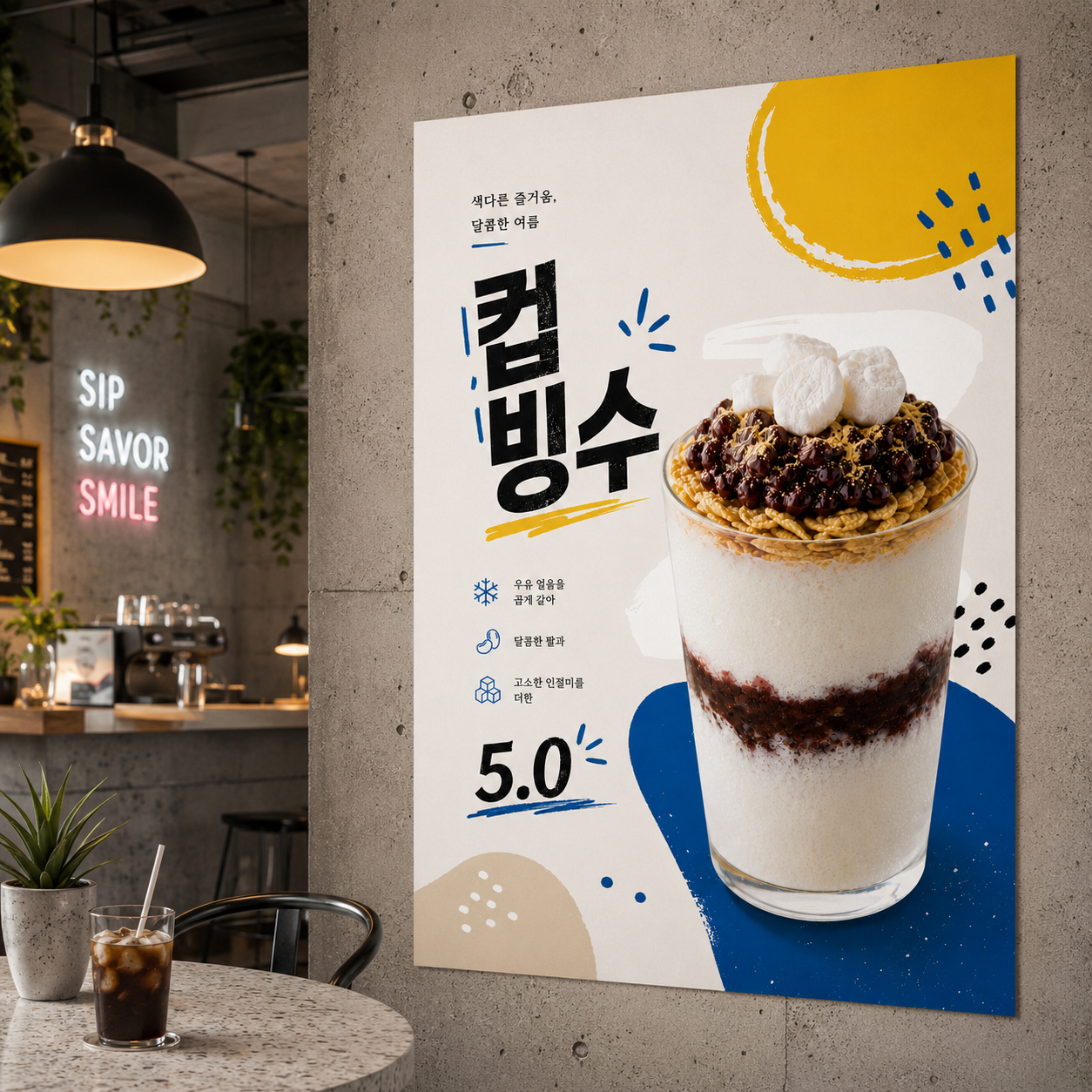 컵빙수 포스터 제작 메뉴 인쇄 디자인 카페 E 반광택 인화지 235g A3 - 상품 이미지