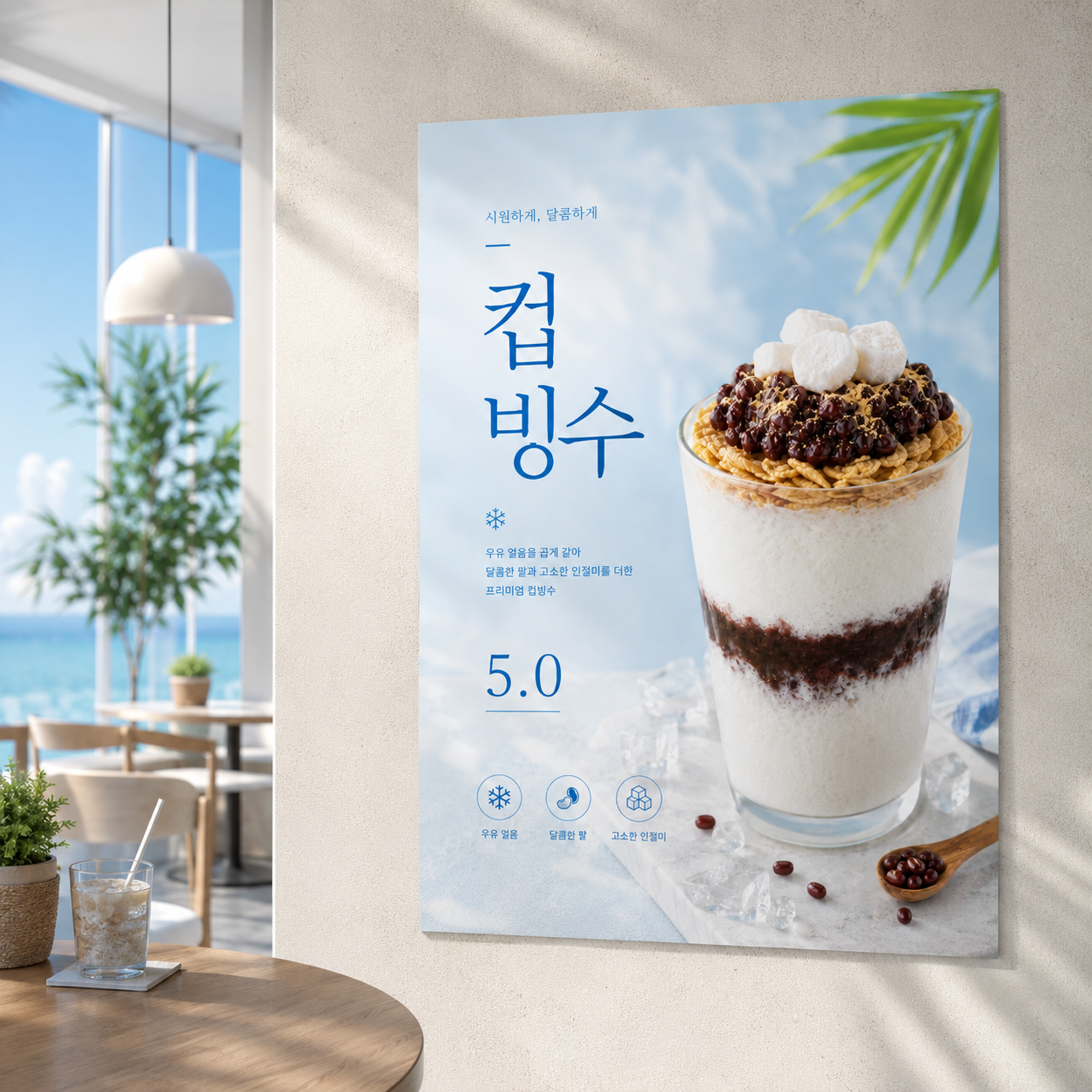 컵빙수 포스터 제작 메뉴 인쇄 디자인 카페 C 반광택 인화지 235g A3 - 상품 이미지