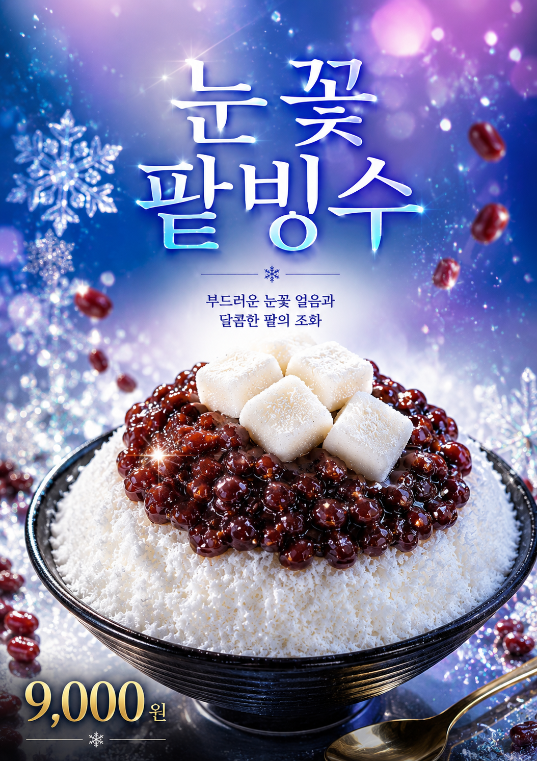 눈꽃빙수 포스터 제작 메뉴 인쇄 디자인 카페 D 반광택 인화지 235g A3 - 상세 이미지 2