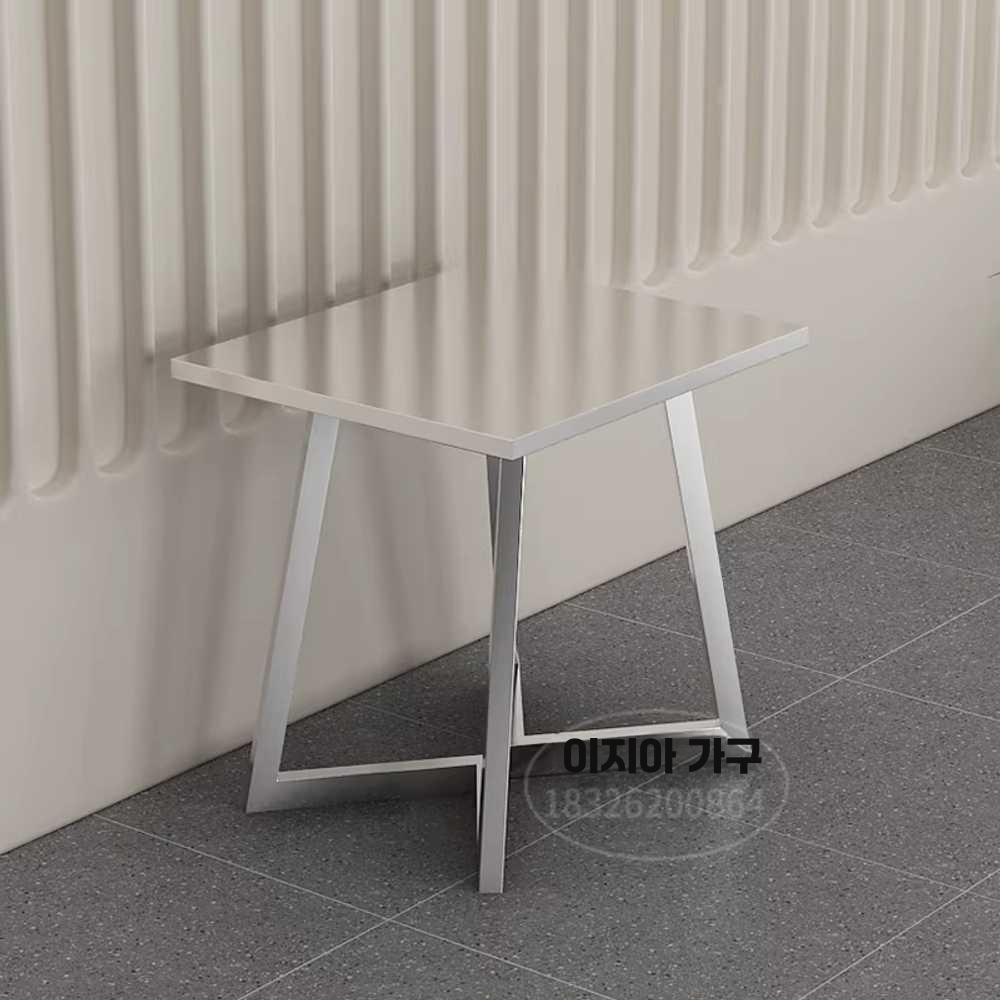 스텐 사각 테이블 식당 탁자 카페 매장용 레스토랑 70x70cm V자형 - 상세 이미지 5