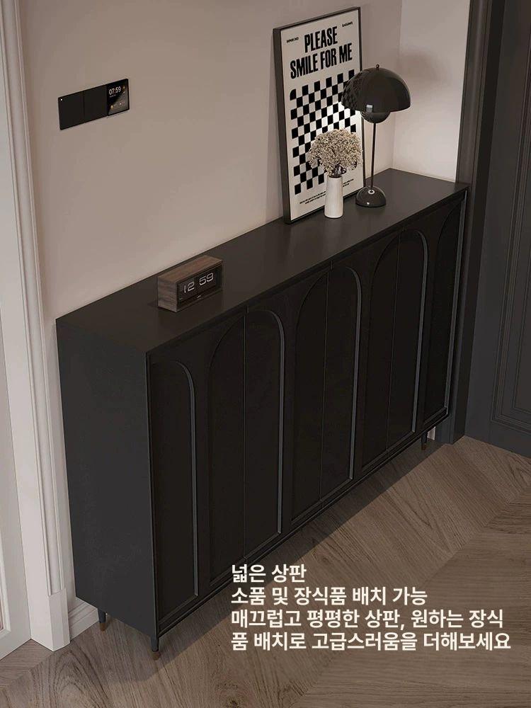 현관신발장 블랙 캐비닛 슬림형 거실수납장 심플디자인 정리용품 보관함 - 상세 이미지 4