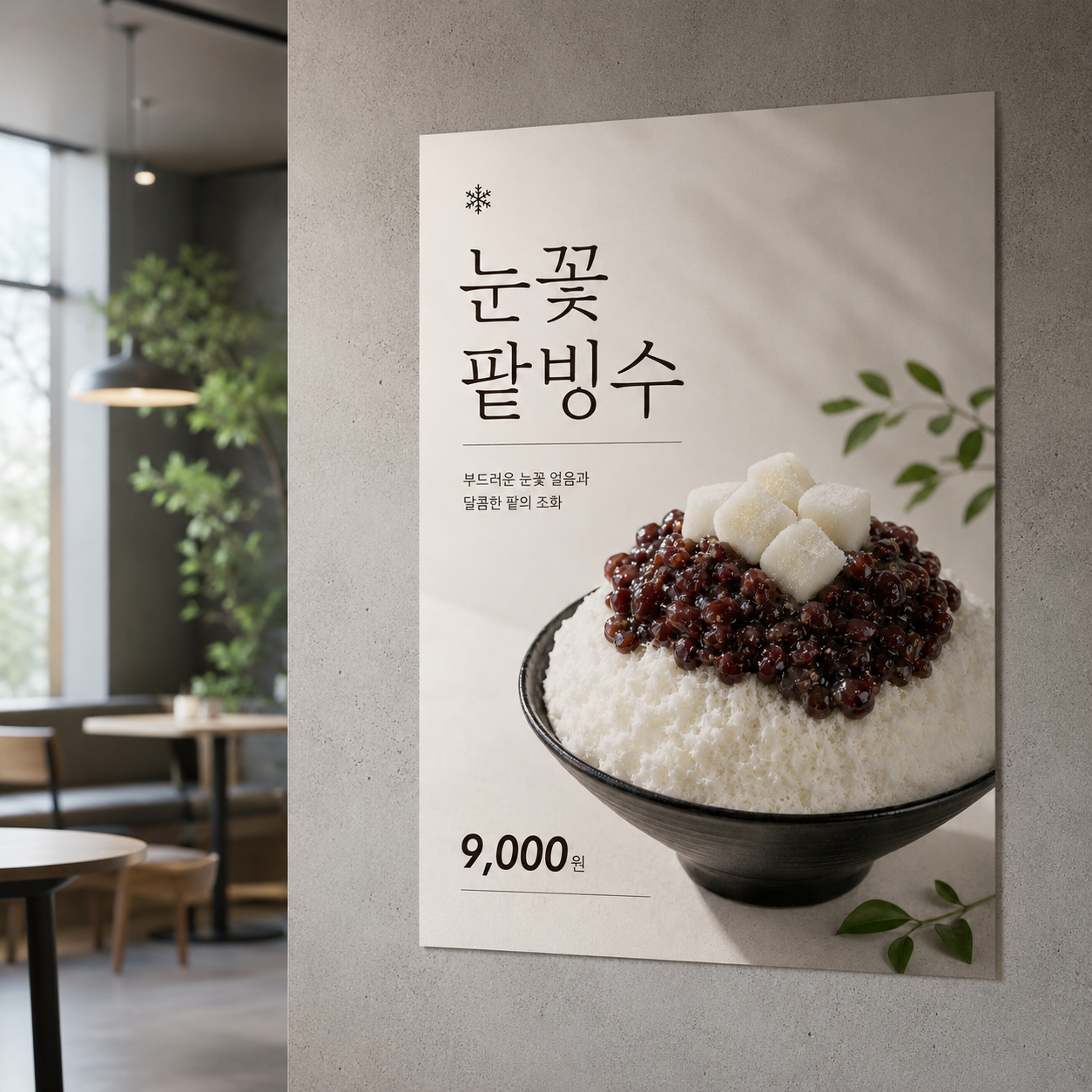 눈꽃빙수 포스터 제작 메뉴 인쇄 디자인 카페 A 반광택 인화지 235g A3 - 상품 이미지