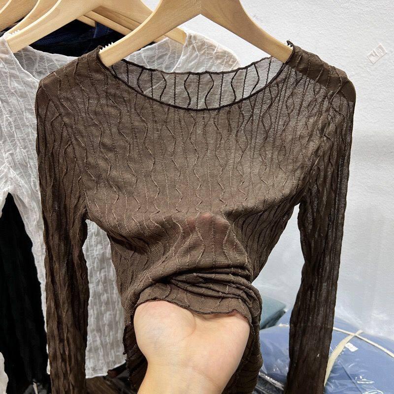 시스루 가을 시스루티 블라우스 썸머 레이스 망사 이너 패션 - 상품 이미지