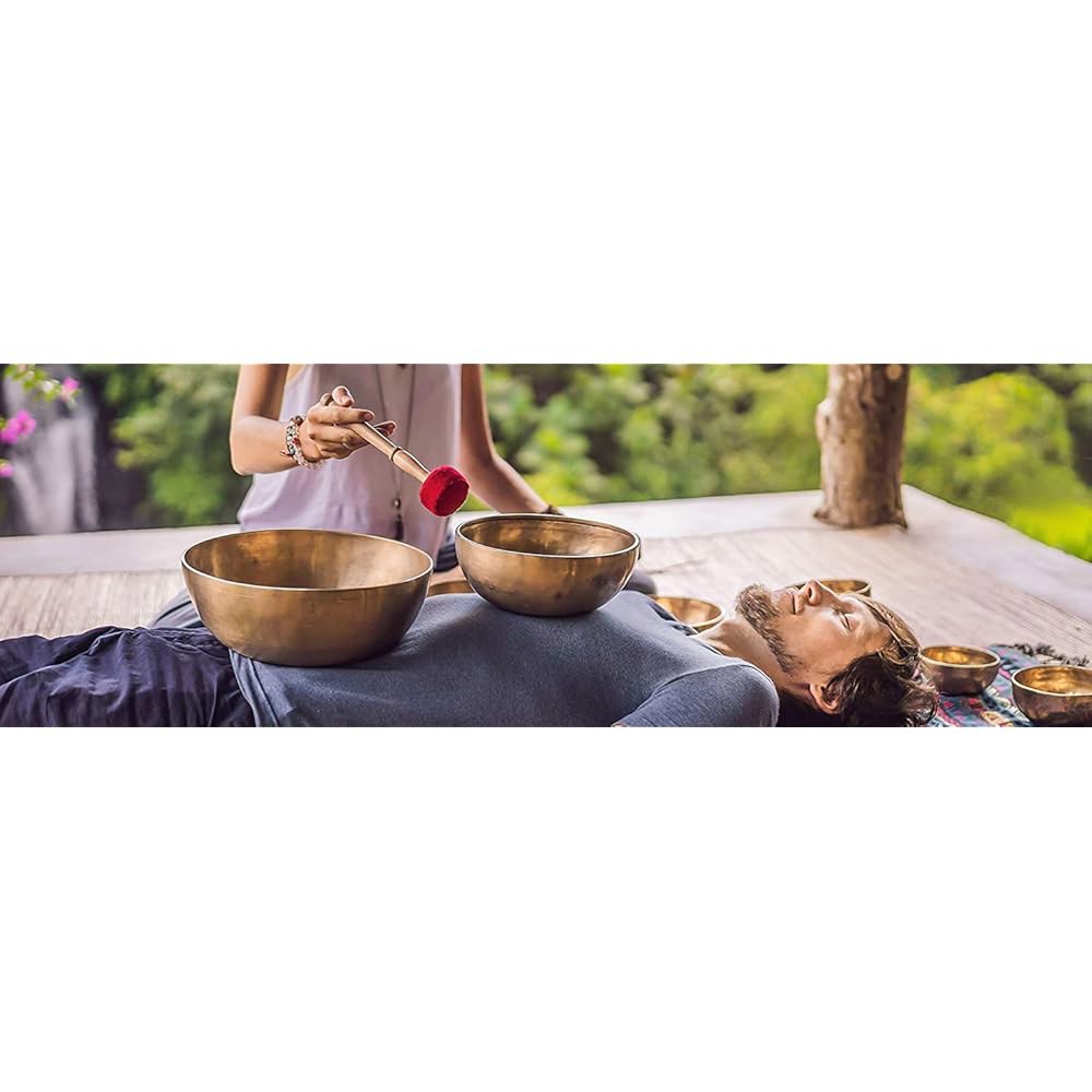 12인치 대형 마스터 힐링 핸드 해머 티베트 노래 그릇 ~ 명상, 요가, 사운드 배스, 마음챙김, 휴식 쿠션, 나무 망치 및 드럼스틱 포함 - 상세 이미지 2