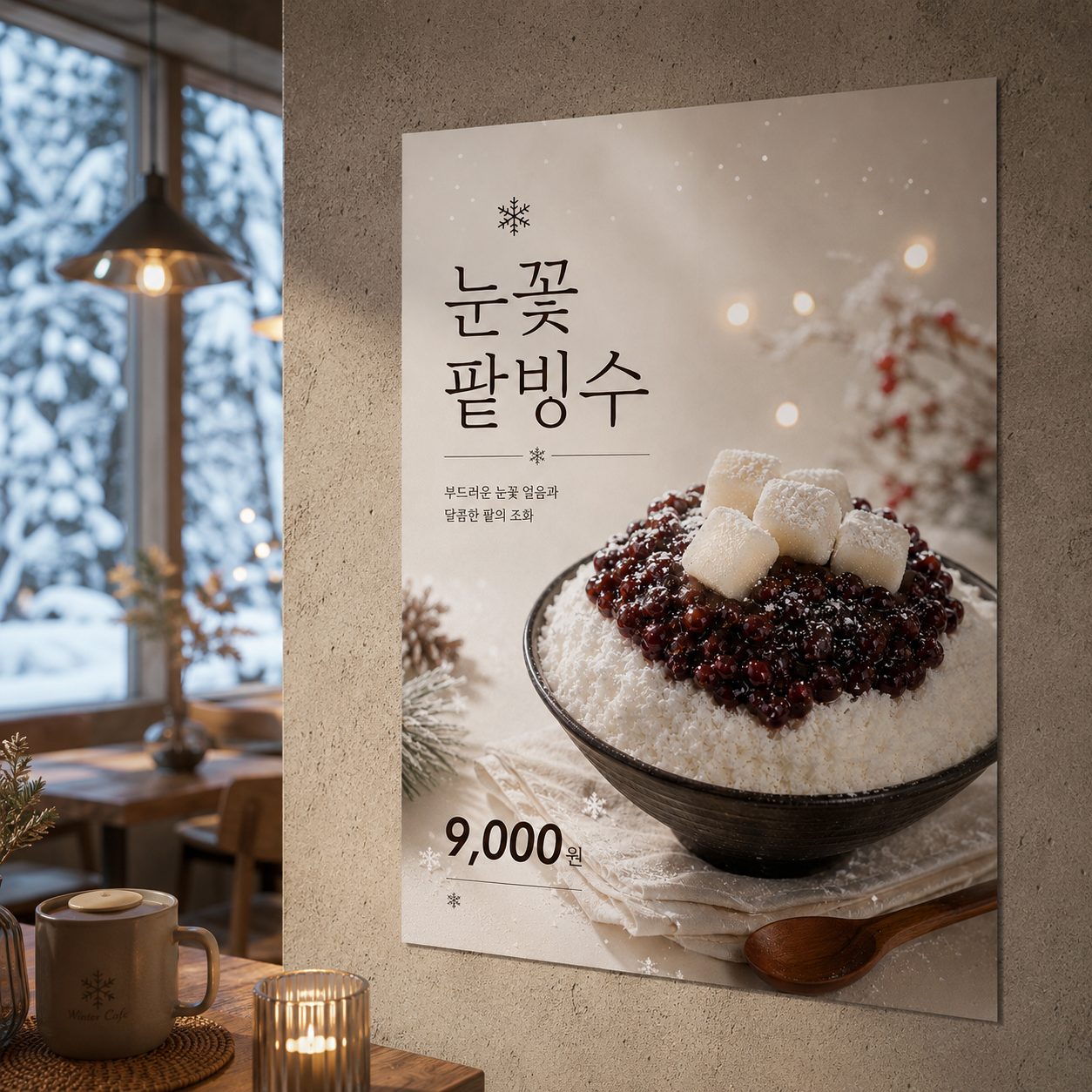 눈꽃빙수 포스터 제작 메뉴 인쇄 디자인 카페 C 반광택 인화지 235g A3 - 상품 이미지