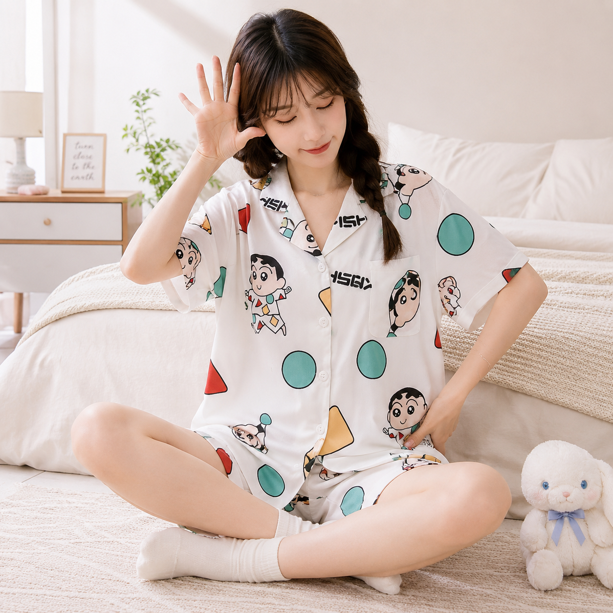 큐빅 짱구 반팔 잠옷 세트 이미지 7