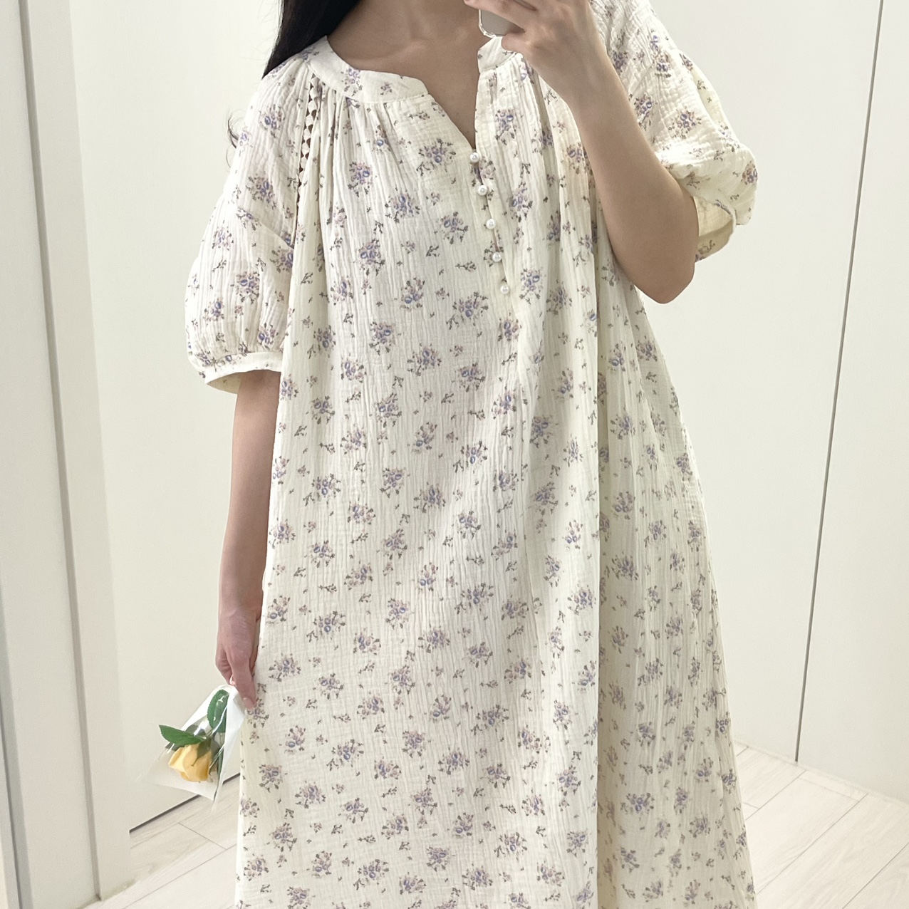 포근담 원피스잠옷 여름원피스 파자마 커플잠옷 반팔 시어서커 인견잠옷 임산부원피스 - 상세 이미지 2