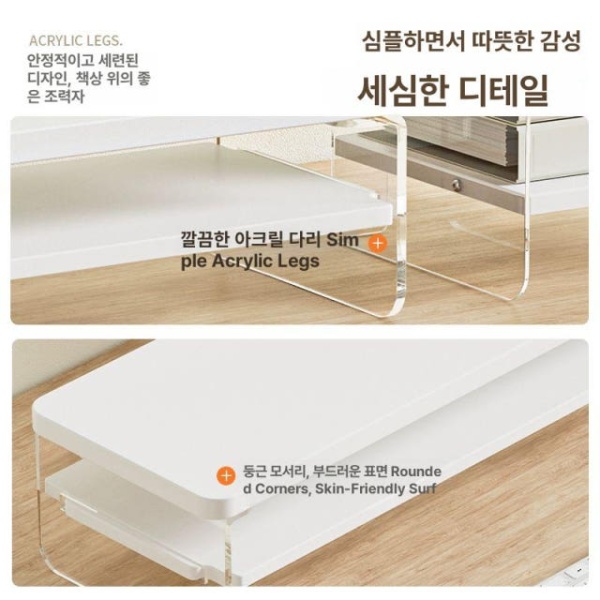 프리미엄 사무실용 가죽 데스크패드 항균 방수 장패드 책상매트 겸 1단 높이 조절대 60cm 사이드캐비닛없음 - 상세 이미지 4