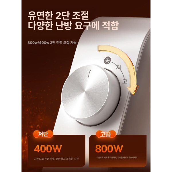 따뜻한 저전력 미니 온풍기 발 캠핑용 난로 온열기 책상 화이트 더블 튜브 - 상세 이미지 4