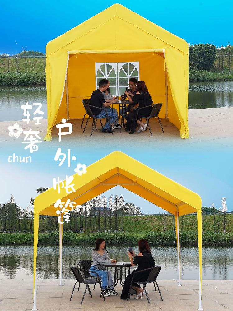 방수 간이 자바라 행사용 그늘막 주차장용 대형 캐노피천막 접이식 테라스 텐트 야외천막 옥상 2x2m 오프화이트 - 상세 이미지 3