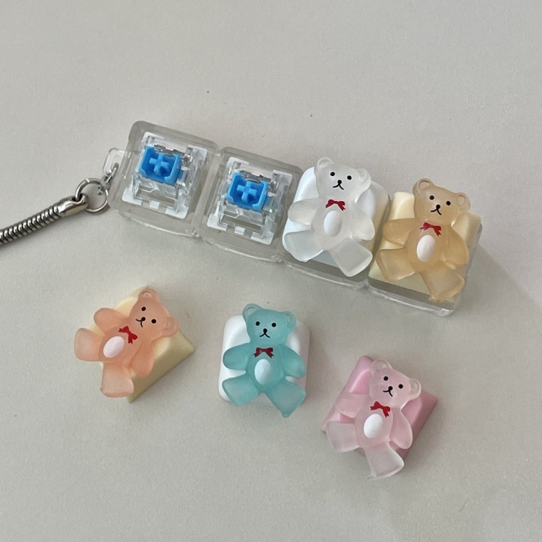 C37 테디베어 곰돌이 인형 키캡 키캡꾸미기 키보드 LED 키링 클릭커 ASMR - 상품 이미지