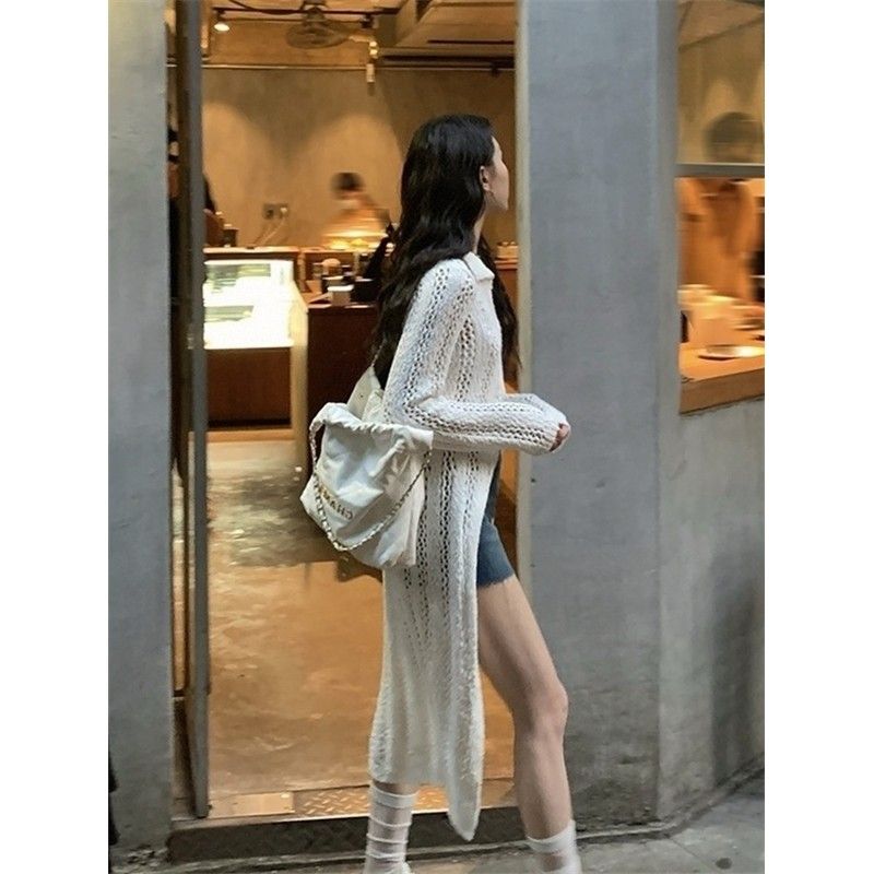 루즈핏 비치로브 여성롱가디건 여자롱가디건 롱카디건 니트 여름 가을 간절기 데일리 시스루 - 상세 이미지 5