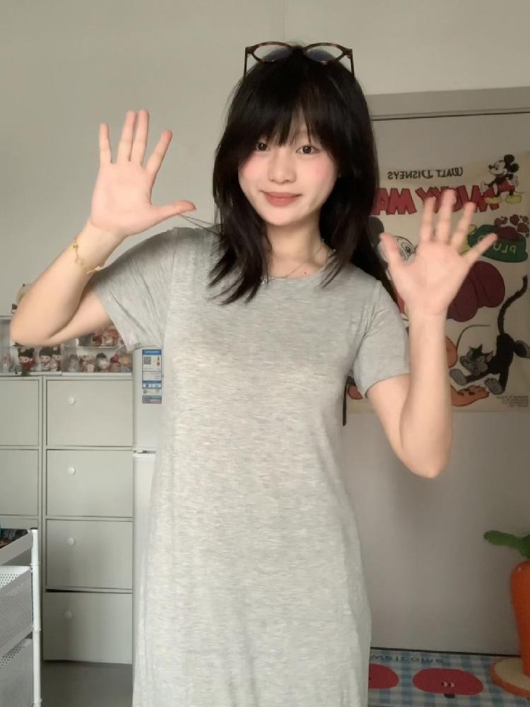 민소매 점프슈트 잠옷 점프수트 오버롤 데님 멜빵 빅사이즈 멜빵바지 와이드 여성 팬츠 여름 크림 그레이/인어 어깨끈 M(47.5-55kg) - 상세 이미지 5