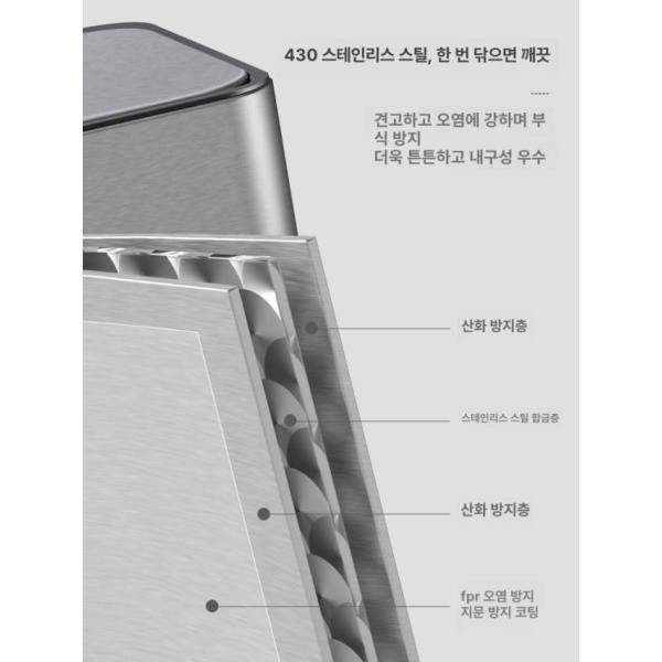 위생적인 밀폐형 대형 냄새차단 원터치 이동식 페달 쓰레기통 9L - 상세 이미지 3