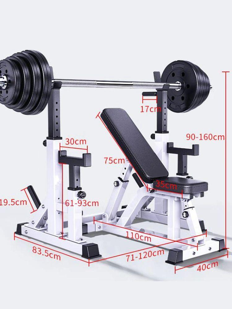 인클라인 벤치 프레스 거치대 스쿼트 프레임 바벨 화이트 스쿼트 랙 + 덤벨 벤치 + 30KG 바벨 - 상세 이미지 2