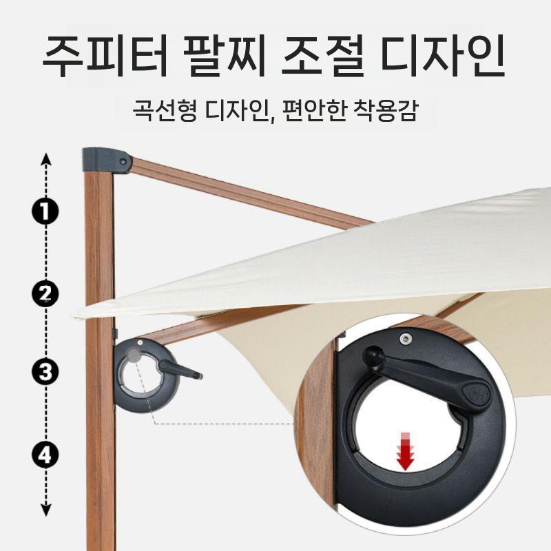 대형 야외천막 행사용 주차장 홀딩 각도조절 접이식 그늘막 텐트 캐노피천막 방수 인쇄 파라솔 미색 사각 3m 우산 (베이스 ) - 상세 이미지 4