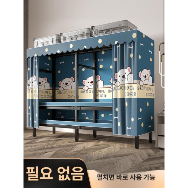 튼튼한 조립식 틈새 철제 수납 옷장 선반 드레스룸 180 씨렌스 2문 완제품 조립 완료 - 상세 이미지 2