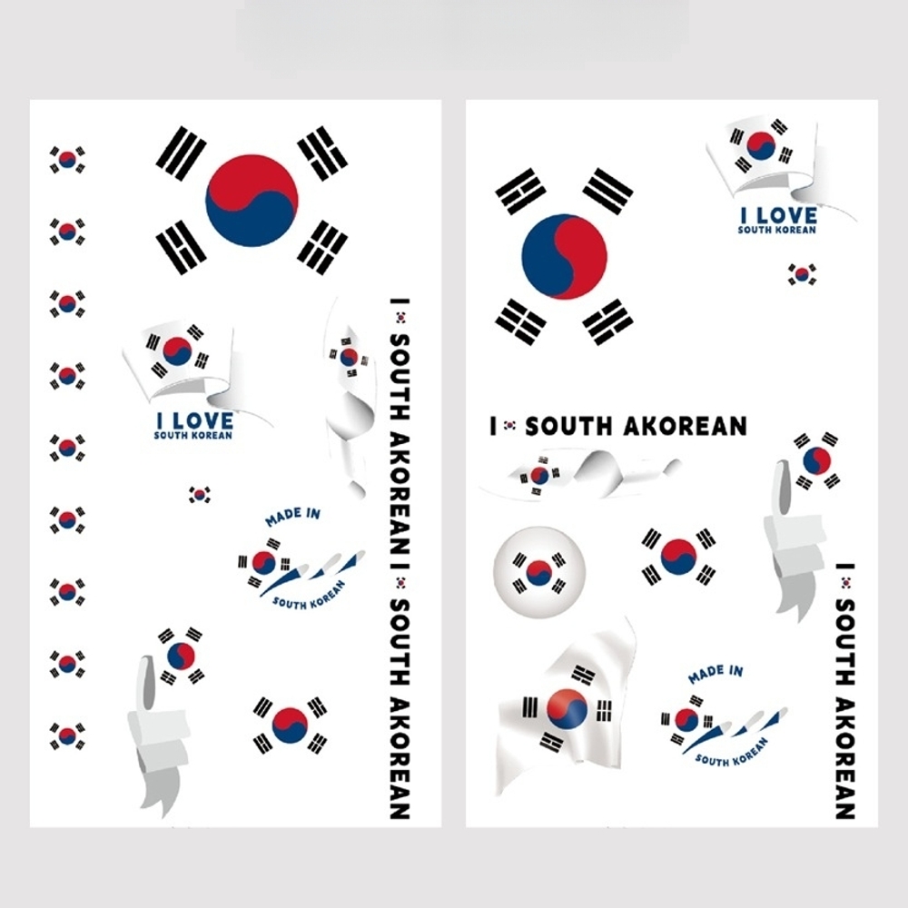 J2K 타투 스티커 축구 국가대표 페이스 바디 스티커 페스티벌 스포츠 경기 응원용 - 상세 이미지 2