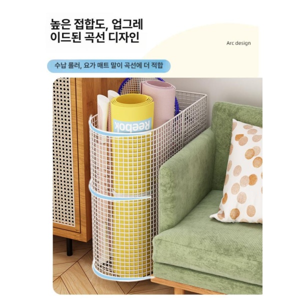 깔끔한 테니스 용품 보관함 폼롤러 매트 수납함 헬스장 화이트 바퀴 있음 걸이 바구니 포함 - 상세 이미지 3