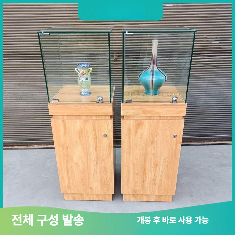 유리 전시장 쇼케이스 박물관 진열장 문화재 골동품 빈티지 보관 수납장 - 상세 이미지 3
