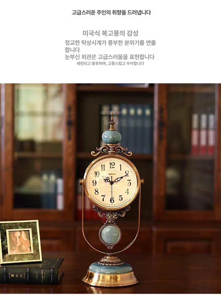 디지털 탁상시계 북유럽 빈티지 원형 레트로 알람 앤틱 시계 인테리어 침실용 - 상세 이미지 2