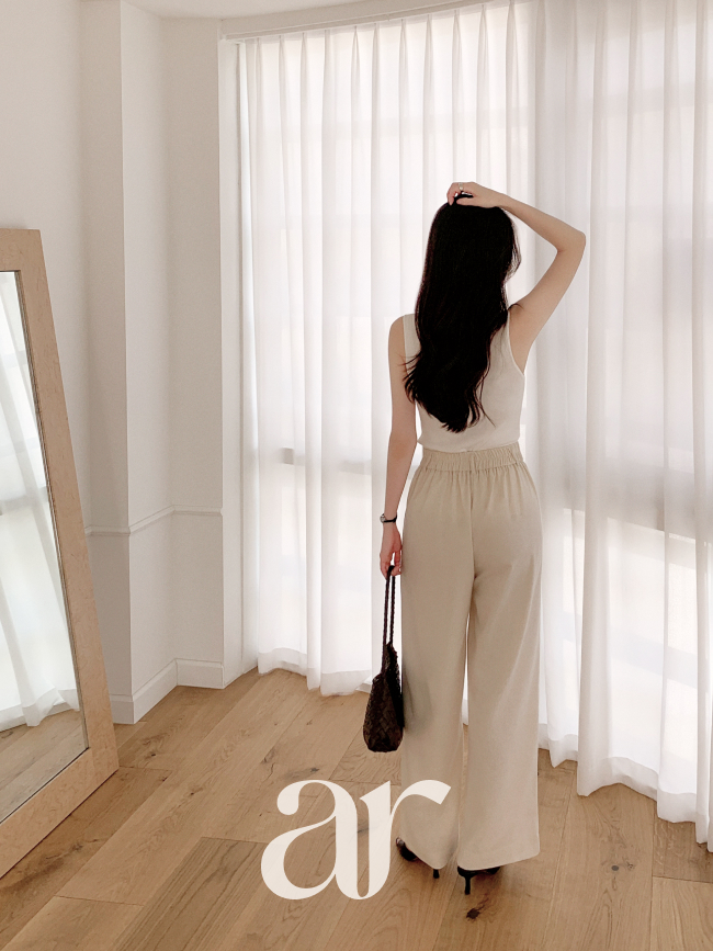 (국내제작) 원핀턱 밴딩 와이드 린넨라이크 코튼 슬랙스 ps5900 이미지 8