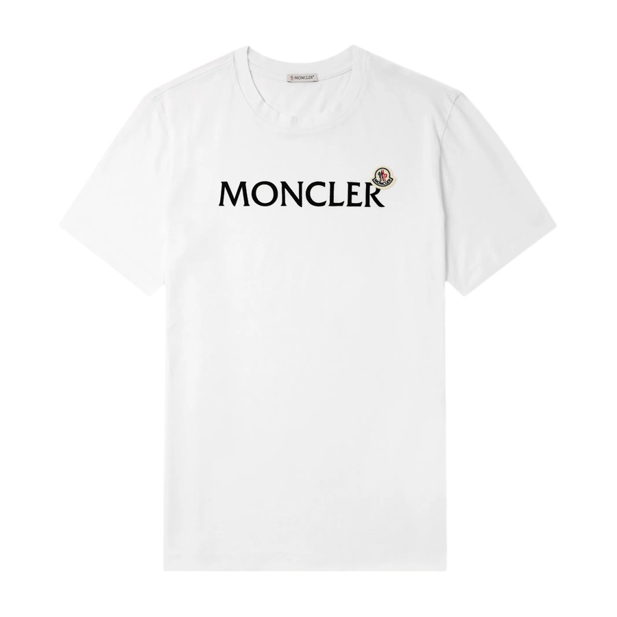 몽클레어 남성 플록 로고 코튼 반팔 티셔츠 화이트 8C00036 8390T 001 - 상세 이미지 2