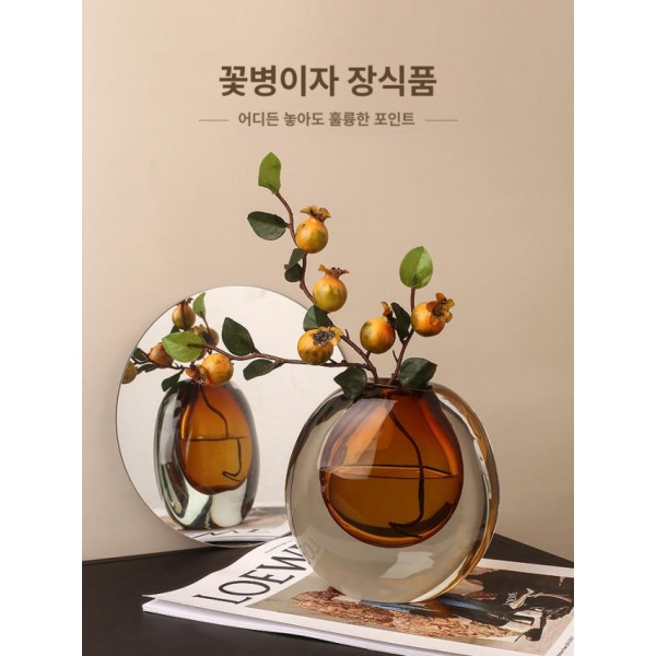 고급 북유럽 실린더 유리 미니 수경재배 대형 한송이 꽃병 피코크블루 - 상세 이미지 4