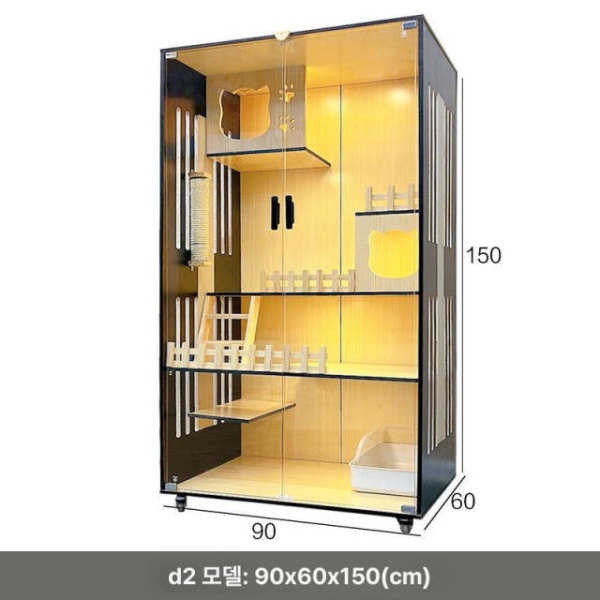 튼튼한 이동식 실내 펜스 우드 고양이 쉼터 야외 반려묘 자가 설치 방수 A 60 x 60x120cm - 상품 이미지