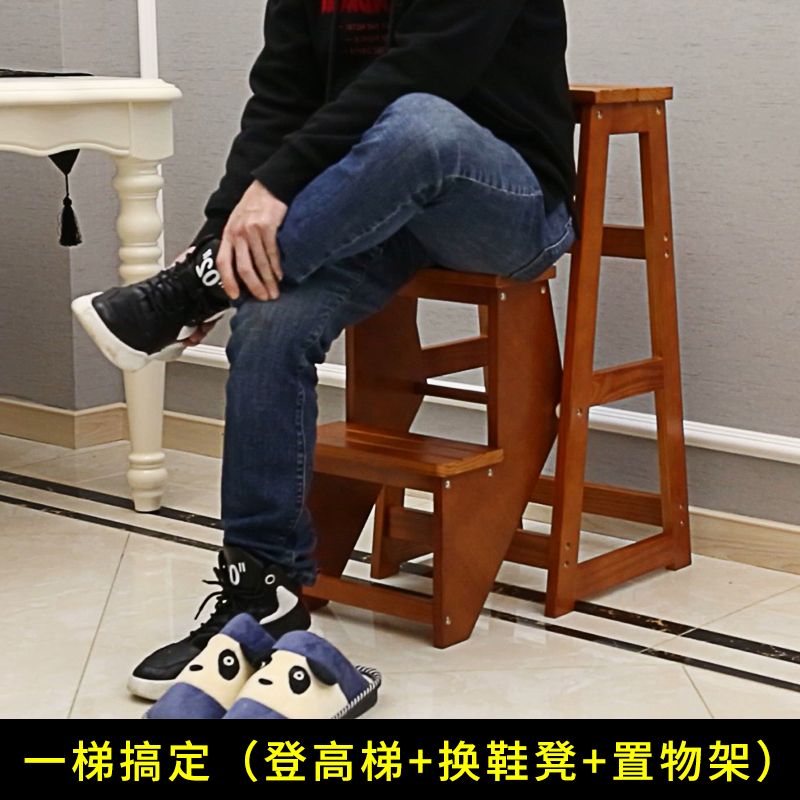 접이식 스텝스툴 간이 가정용 간이사다리 원목 의자 사다리 주방 발판 계단 다용도 낮은 우드 - 상세 이미지 3