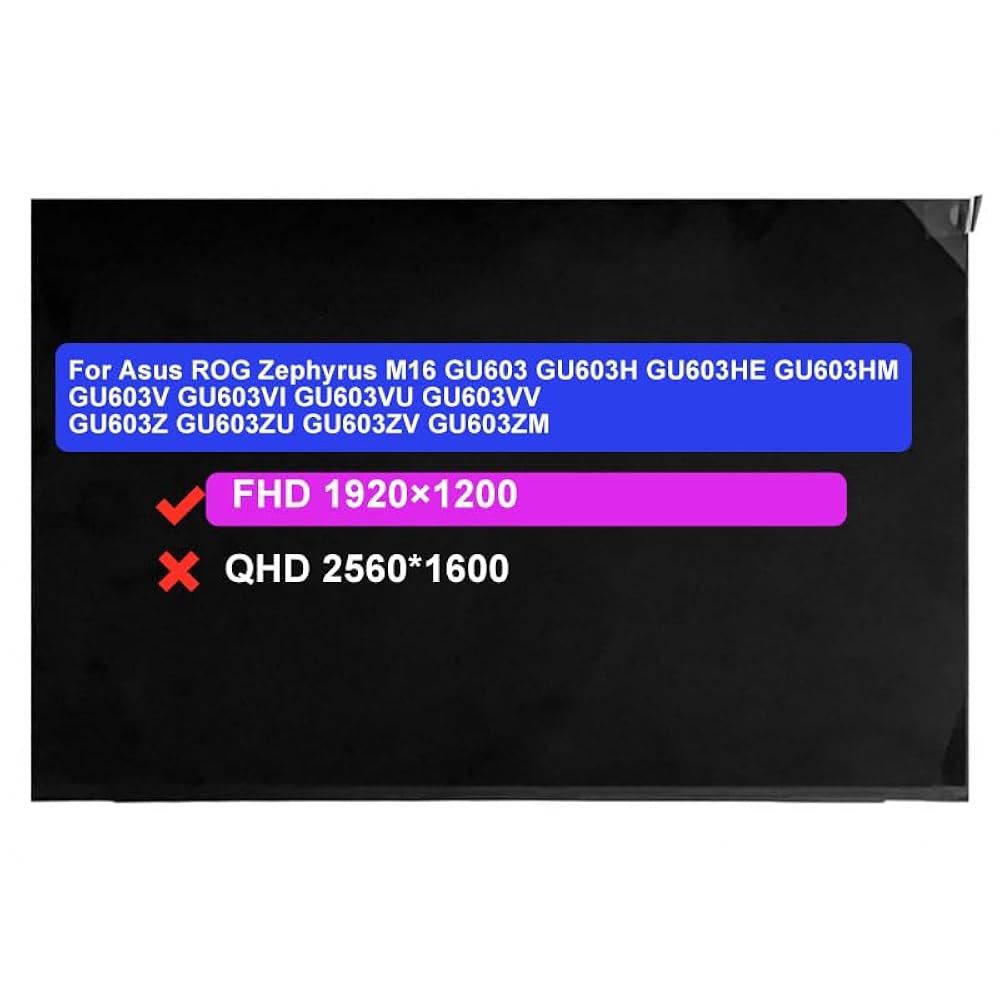 16.0 Screen Replacement for Asus ROG Zephyrus M16 GU603 GU603H GU603HE GU603HM GU603V GU603VI GU603V - 상품 이미지