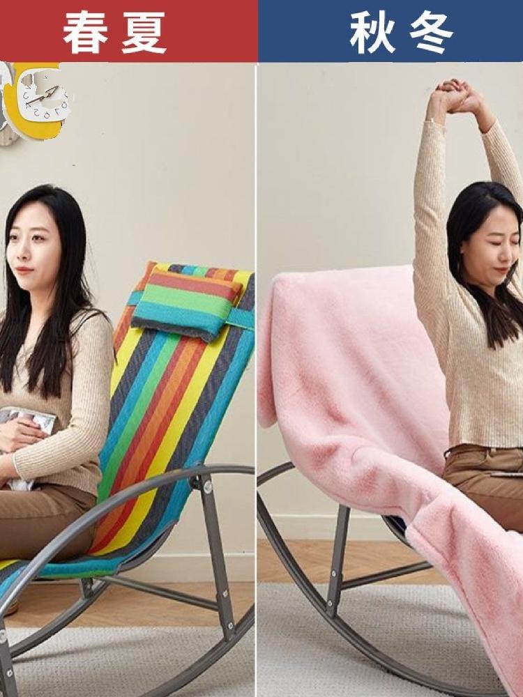 라탄 스윙체어 휴식 흔들의자 안락 거실 원목 안락의자 쿠션 발코니 카페 쇼파 독서 낮잠 - 상세 이미지 2