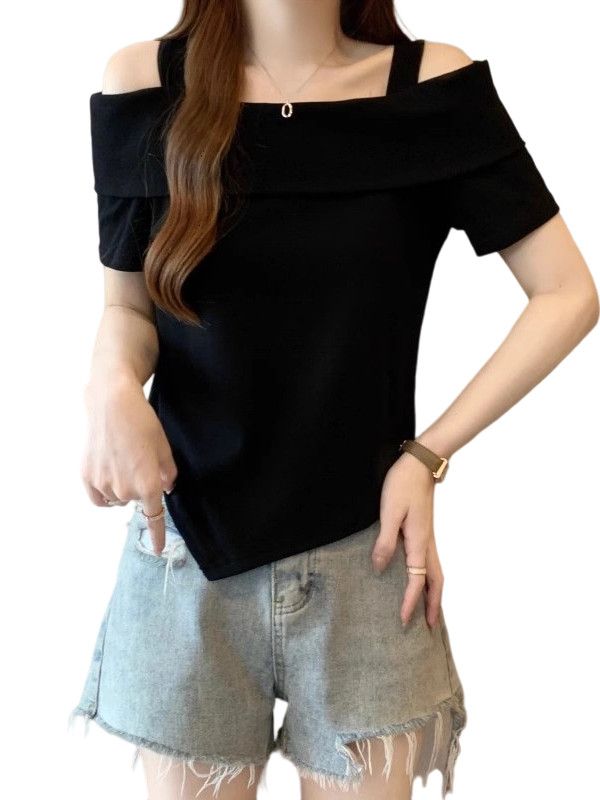 오프 숄더 반팔 블라우스 여성 여름 데일리룩 출근룩 오피스룩 - 상세 이미지 5