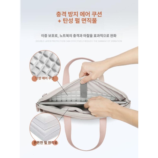 세련된 튤립 노트북 태블릿 파우치 가방 슬리브 경량 카키 12inch - 상세 이미지 2