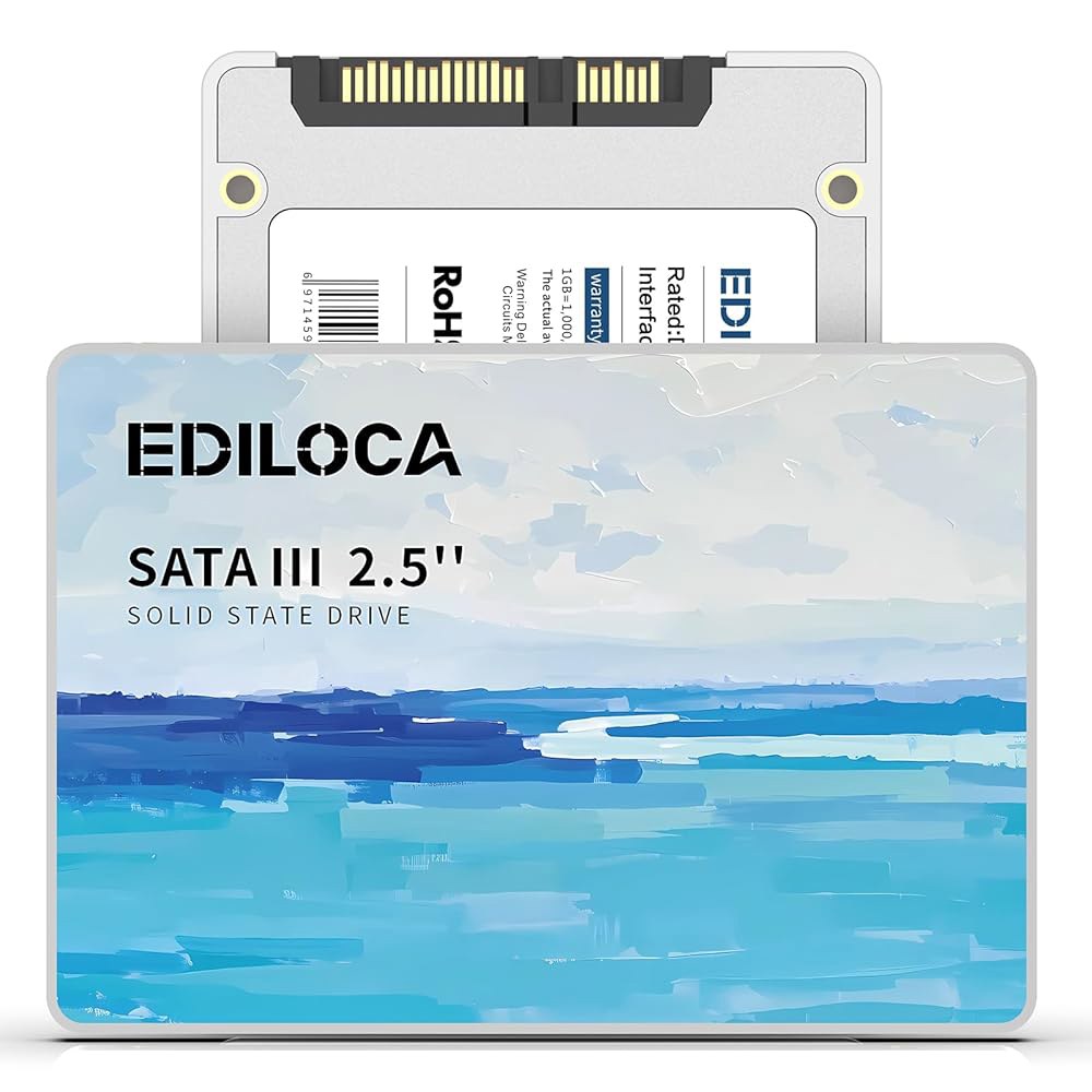 Ediloca 256GB SSD 내장 솔리드 스테이트 드라이브, 2.5인치 SATA III 6Gb/s, 최대 400MB/s 읽기 속도, 3D NAND 플래시, 충격 방지 PC / - 상품 이미지
