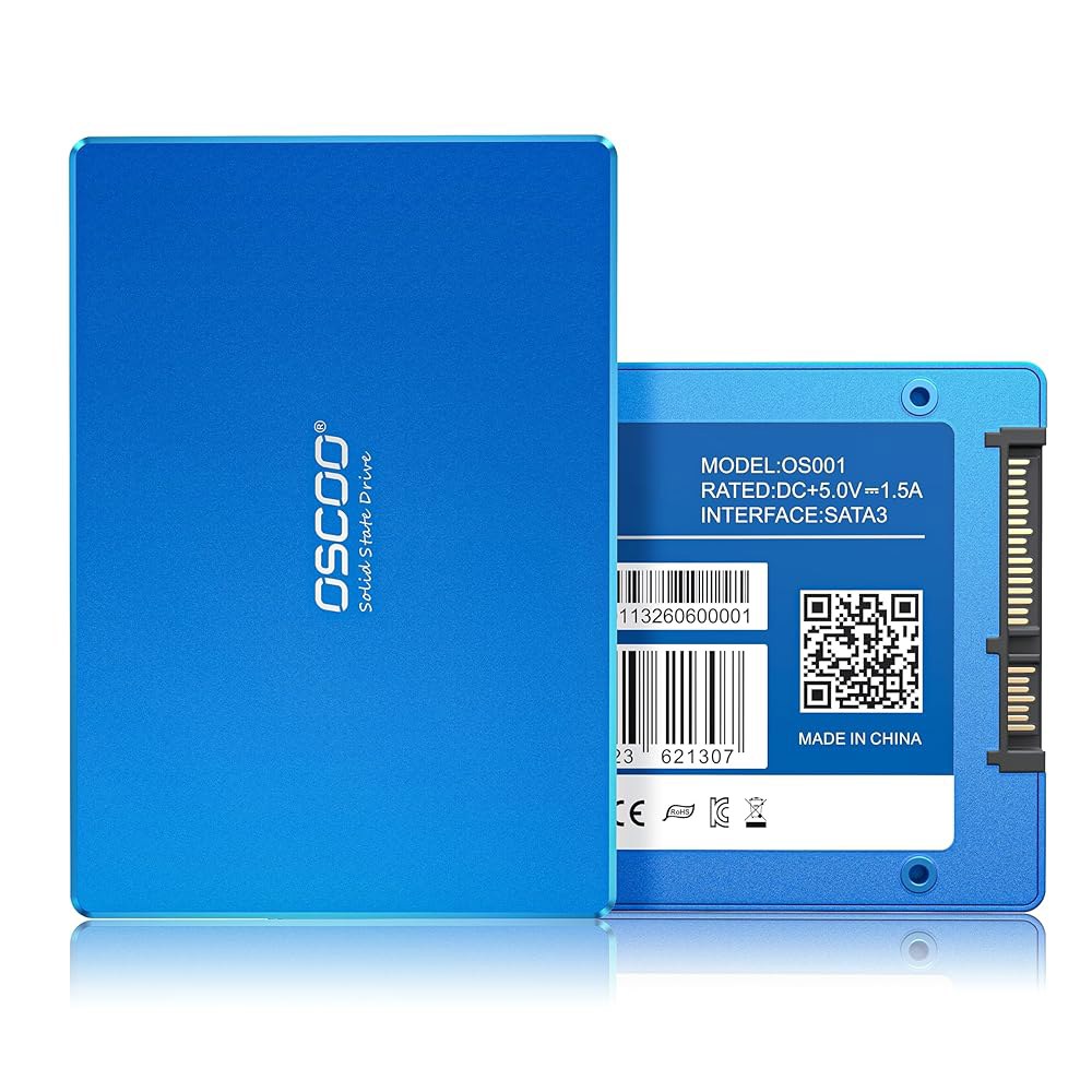 OSCOO 512GB SATA III 2.5인치 SSD, 최대 560MB/s 읽기 및 530MB/s 쓰기, 3D TLC NAND, 노트북 데스크탑 PC용 스토리지 업그레이드 - - 상품 이미지